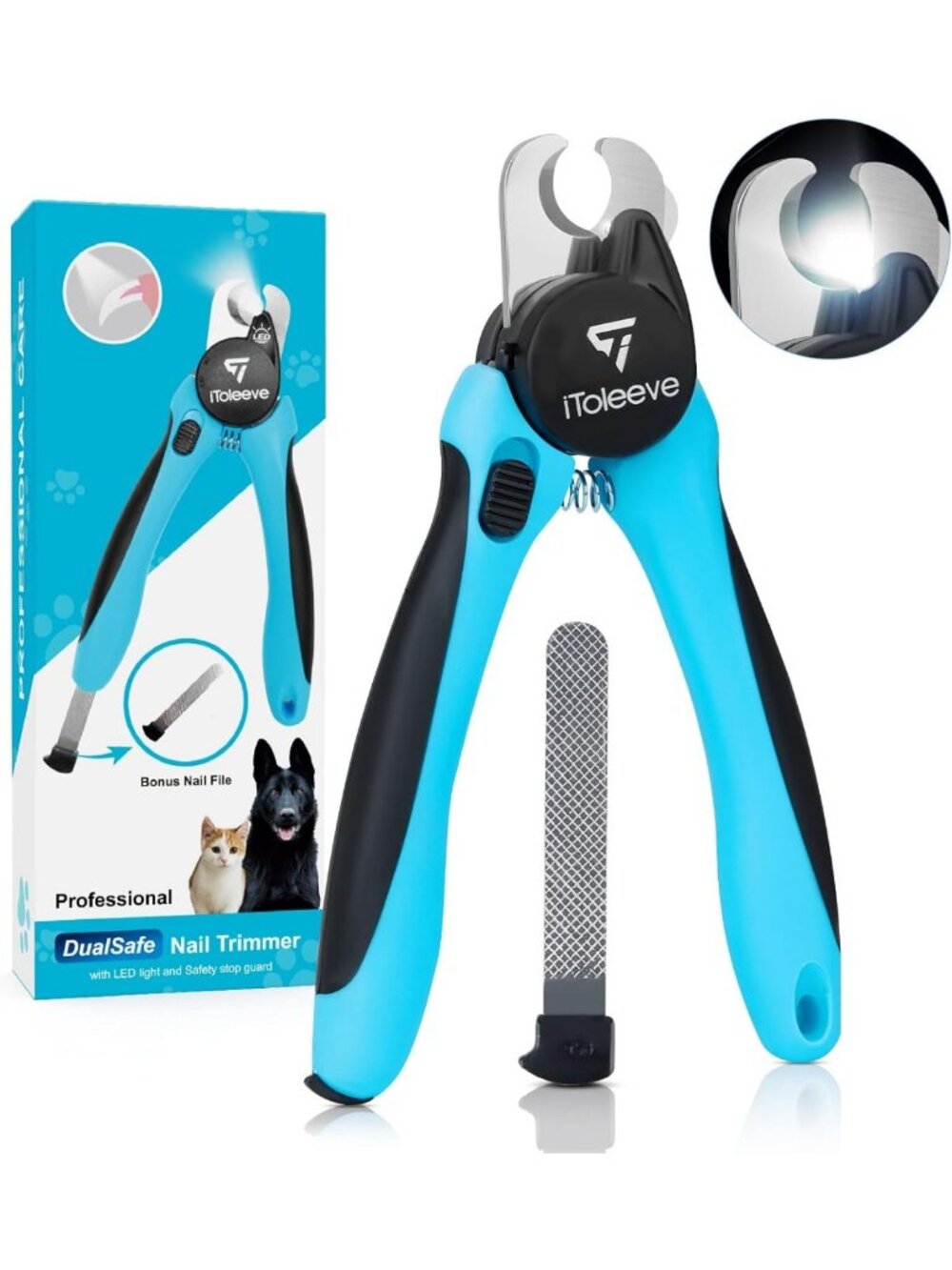LED Dog Nail Clipper with Light - Safe, Sharp Trimmer for Cats & Dogs, Quick